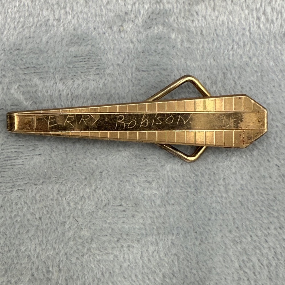 Vintage Gold Filed Swank Tie Bar Engraved ID Signed